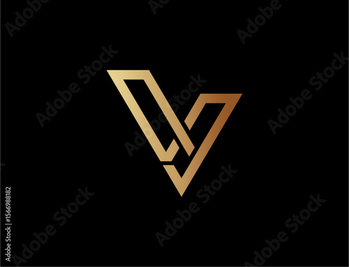 Gold v logo on black background