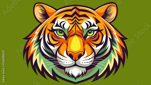 Tiger's Majesty: A stylized illustration captures the striking presence of a tiger, showcasing its intense gaze, bold stripes, and the power it embodies.