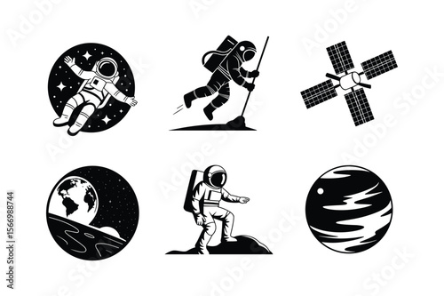 Astronauts exploring space and planets exploration earth