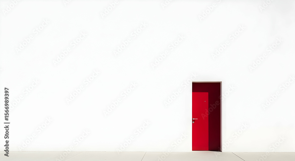 Red door in white room Red door in white room