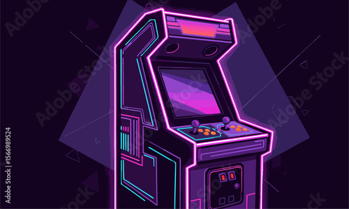 "arcade game machine, 80s synthwave style, vector art, glowing edges"generative ai
