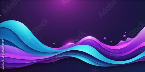 Abstract purple and blue background with flowing wave design and smooth curved lines