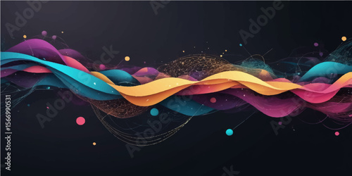Abstract Christmas background with a dynamic wave pattern and illuminated lines, a vibrant blue and white illustration for festive digital art