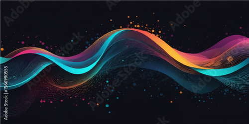 Abstract colorful background vector illustration featuring a dynamic interplay of light and flowing lines, creating a futuristic, energetic design pattern