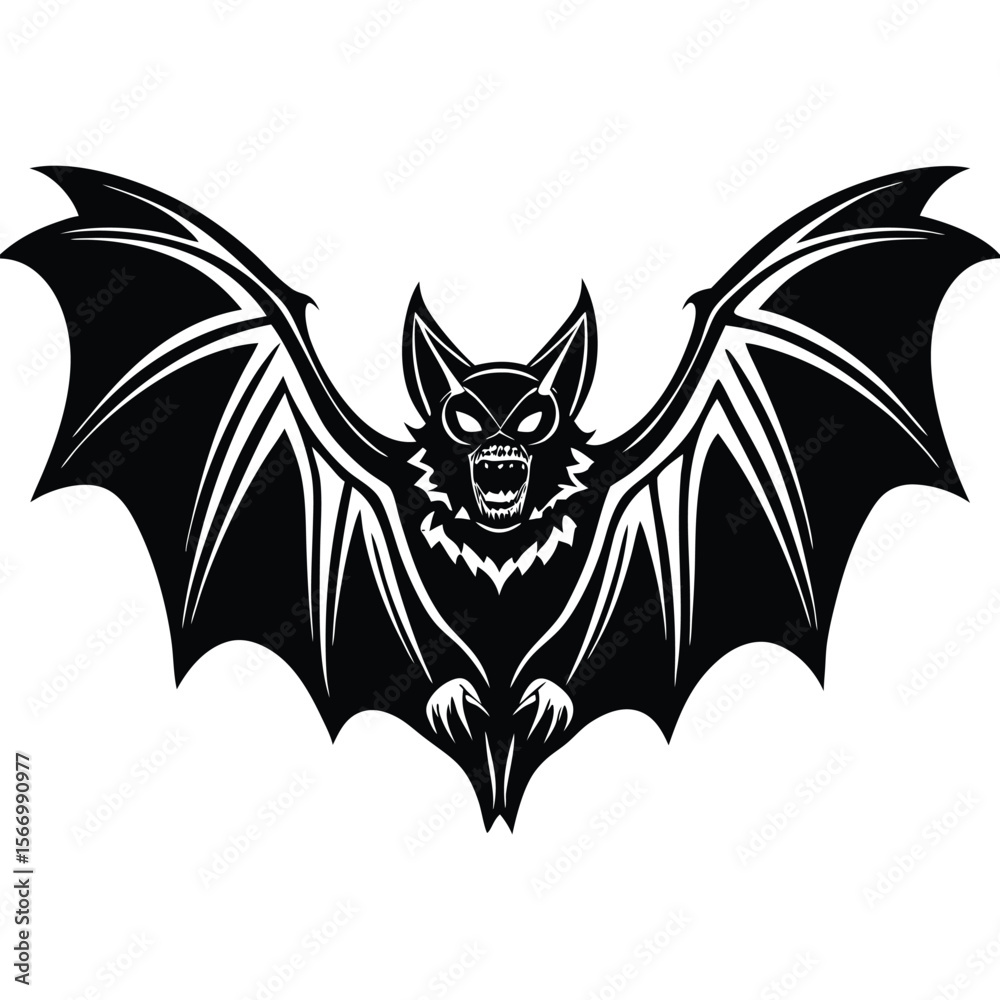 Obraz premium Flying cartoon bat animal illustrations with spread wings, a funny black silhouette symbol for Halloween horror designs