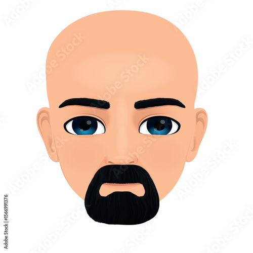 bald, bearded handsome man face