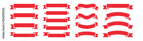 ribbon and banner collection, Red ribbons banners vector set