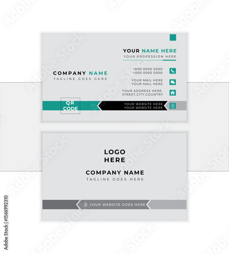 Double-sided creative business card template. landscape orientation. Vector illustration graphic design. horizontal simple clean visiting card. best for print items. editable vector illustration.
    