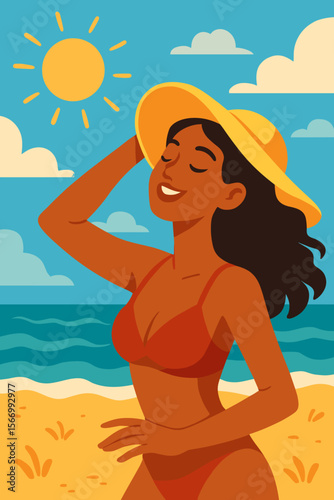 Happy multiethnic friends group enjoying time together. Diverse young people community concept. Men and women having fun, playing ukulele. Modern flat cartoon vector illustration.