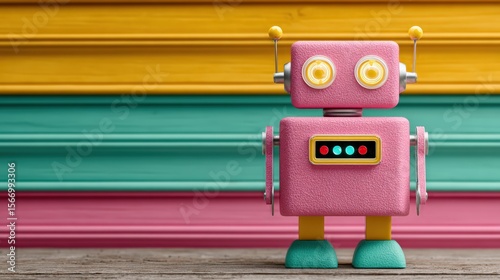 Colorful Red Plastic Toy Robot Illustration for Animation Projects