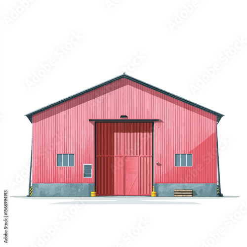 metal building isolated in White Background, metal building vector, Flat lay vector illustration 