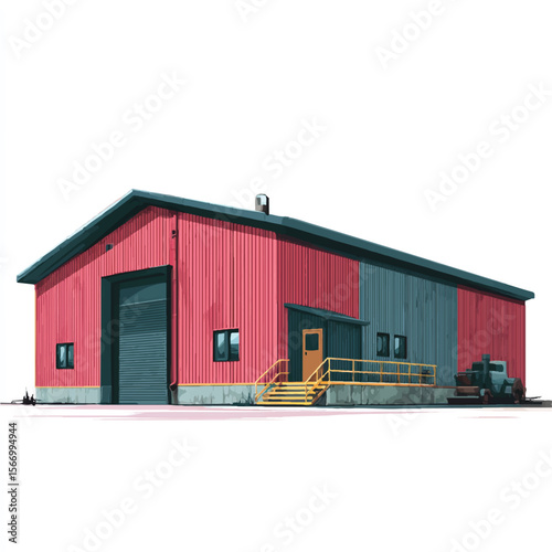 metal building isolated in White Background, metal building vector, Flat lay vector illustration 