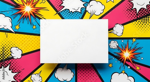 lank Comic Pop Art Template – Colorful Explosion Background for Poster or Card Mockup
