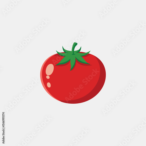 Vibrant Red Tomato Illustration: Simple, Clean, and Fresh Produce Graphic