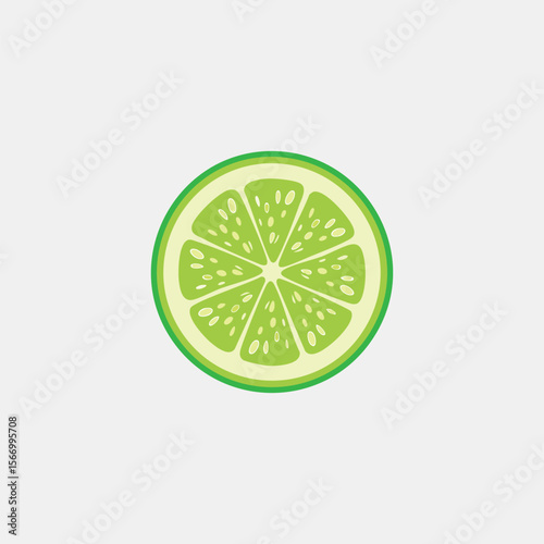 Fresh Lime Slice: Vibrant Green, Simple Graphic Illustration, Clean Minimalist Style