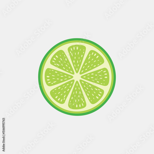 Vibrant Green Lime Slice, Fresh, Clean, and Zesty Vector Illustration for Food, Drink, and Health Branding.