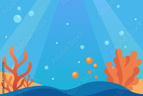 Cartoon Underwater Scene With Bubbles Coral Fans