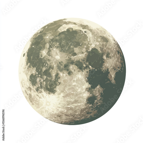 moon isolated in White Background, moon vector, Flat lay vector illustration