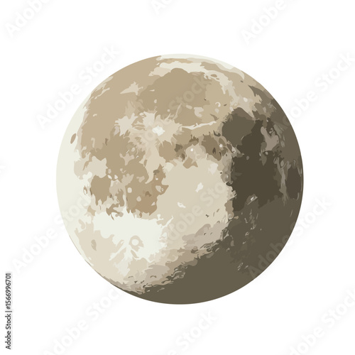 moon isolated in White Background, moon vector, Flat lay vector illustration