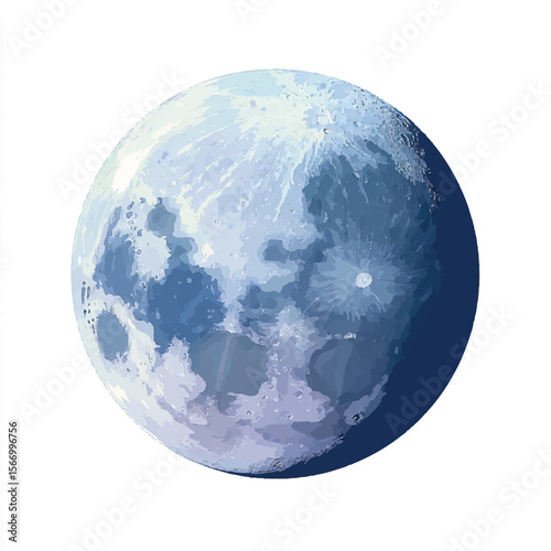 moon isolated in White Background, moon vector, Flat lay vector illustration