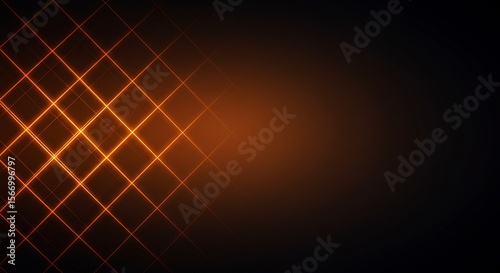 Modern technology background with a glowing orange neon grid. The diagonal lines create a diamond pattern on a dark surface, with plenty of copy space for presentation or banner design.