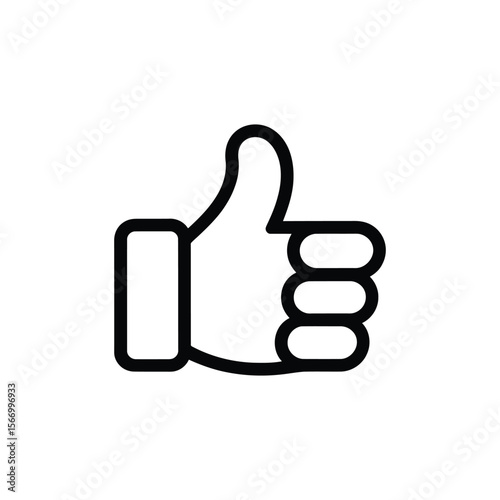 Simple black outline of a thumbs up gesture on a white background
