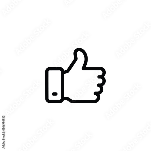 Simple black line art icon of a thumb up gesture against a white background