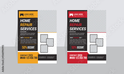 Home repair service flyer template Design and Construction renovation home repair flyer template
