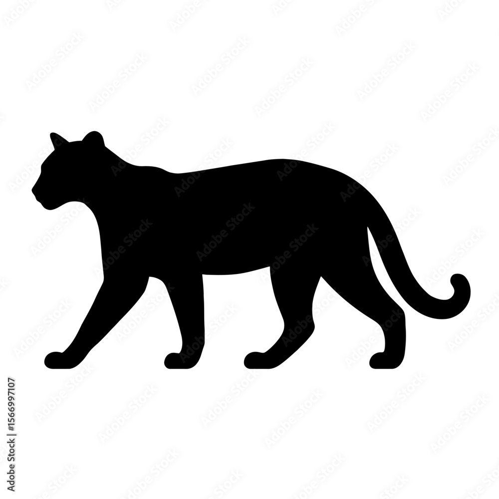 Obraz premium Design a black silhouette of a African Golden Cat white background clean vector shape