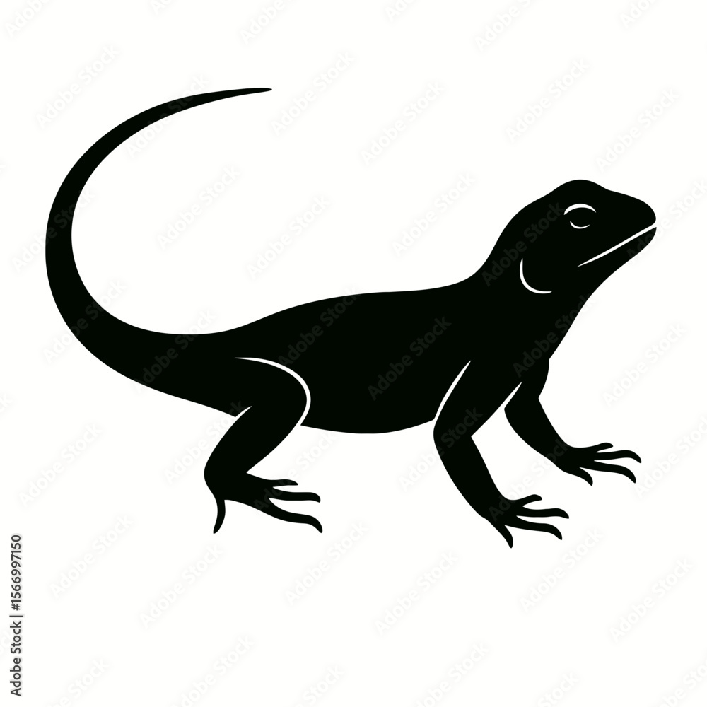 Fototapeta premium Design a black silhouette of a Agama Lizard white background clean vector shape