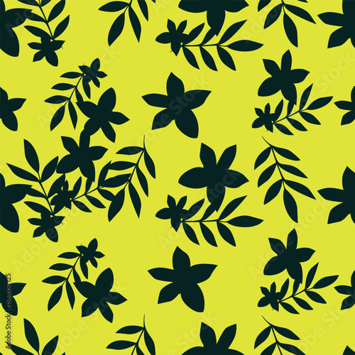 Modern and bold vector seamless pattern with large scale pink flowers on dark blue background. Hand-drawn in doodle style. Textile, background, packaging.
