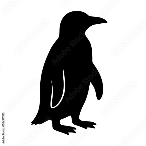 Design a black silhouette of a African Penguin white background clean vector shape