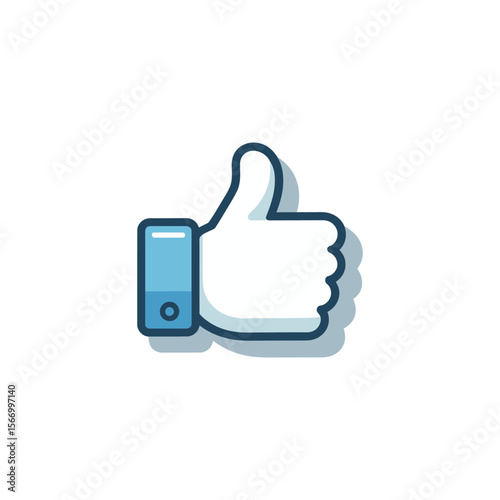 Stylized blue and white thumb up icon with a subtle shadow effect