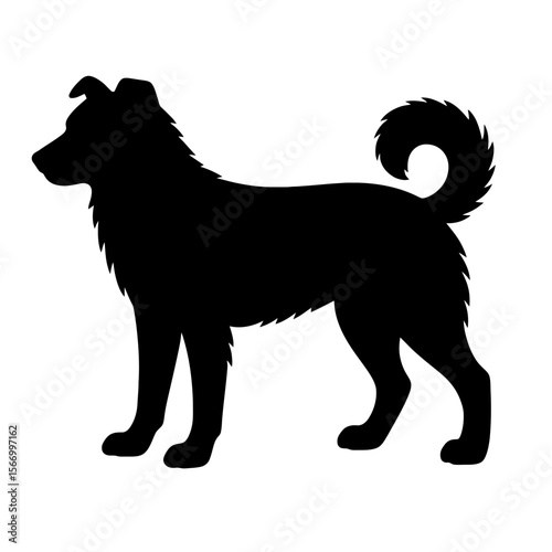 Design a black silhouette of a Aidi white background clean vector shape