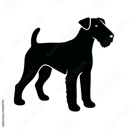 Design a black silhouette of a Airedale Terrier white background clean vector shape