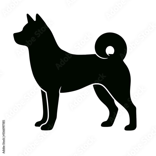 Design a black silhouette of a Akita white background clean vector shape