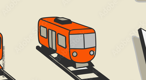 Illustration of various objects including a trumpet, trains, robot, and computer peripherals icons