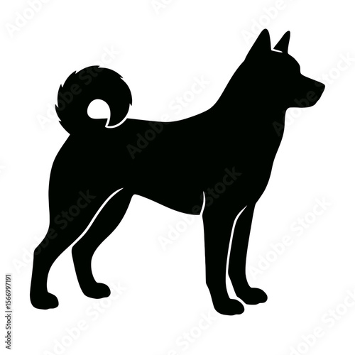 Design a black silhouette of a Akita Shepherd white background clean vector shape