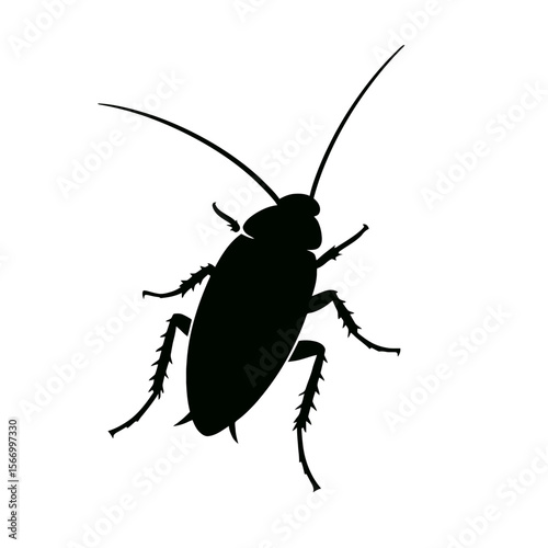 Design a black silhouette of a American Cockroach white background clean vector shape