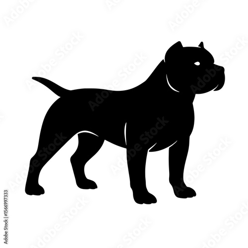 Design a black silhouette of a American Bully white background clean vector shape