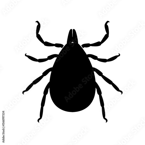 Design a black silhouette of a American Dog Tick white background clean vector shape