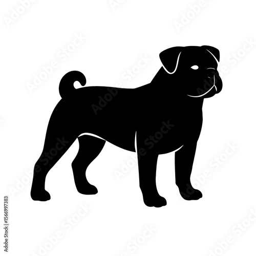 Design a black silhouette of a American Pugabull white background clean vector shape