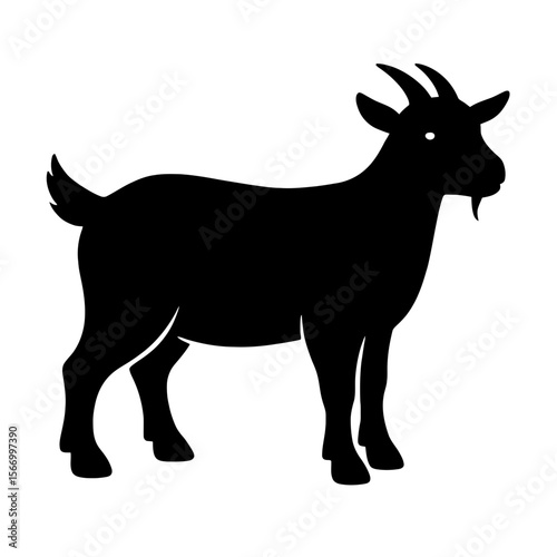 Design a black silhouette of a American Pygmy Goat white background clean vector shape