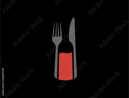 Fork knife and bottle logo