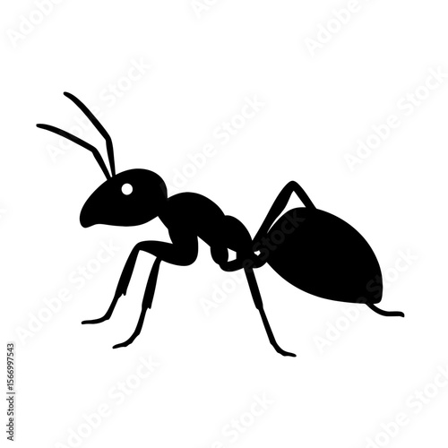 Design a black silhouette of a Ant white background clean vector shape