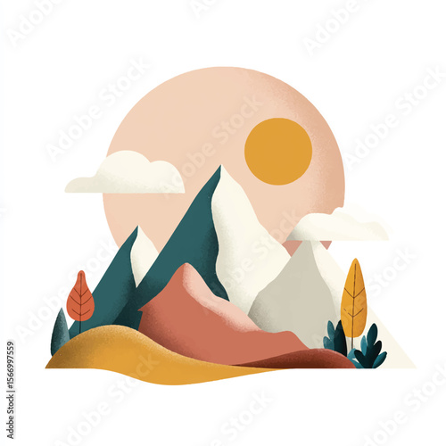 mountain graphic isolated in White Background, mountain graphic vector, Flat lay vector illustration