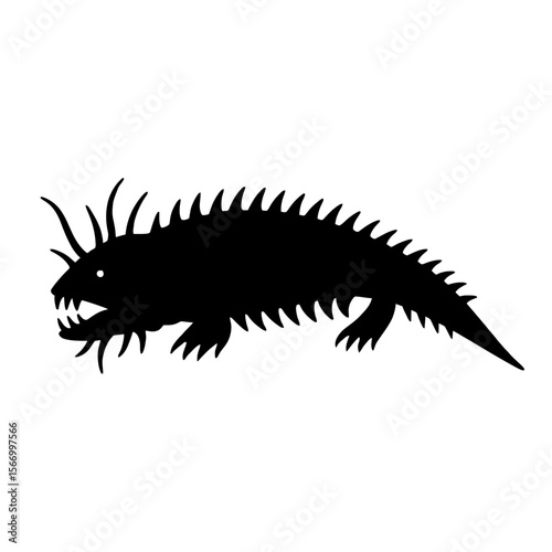 Design a black silhouette of a Antarctic Scale Worm white background clean vector shape