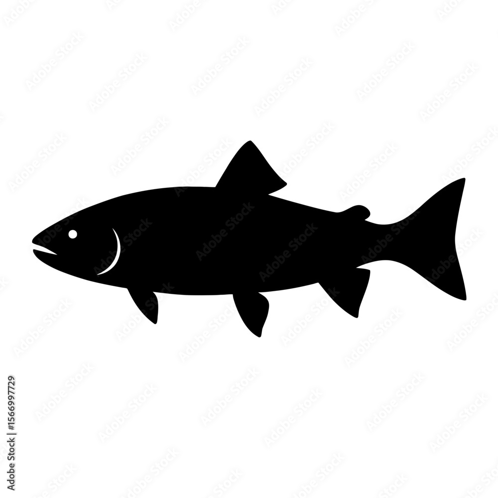 Obraz premium Design a black silhouette of a Arctic Char white background clean vector shape