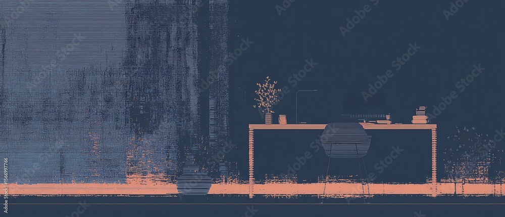 Obraz premium Interior scene with muted colors and abstract elements.