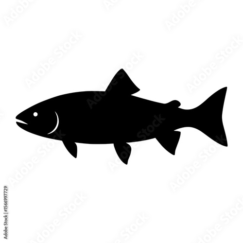 Design a black silhouette of a Arctic Char white background clean vector shape